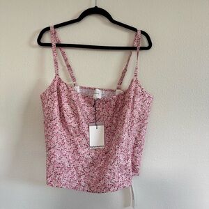 NWT Reformation Hattie Linen Top Pink Floral